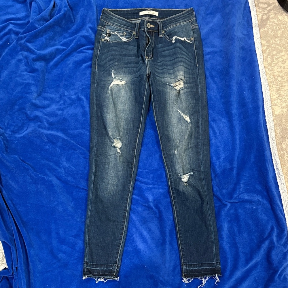 Dark Blue Distressed Women's Skinny Jeans